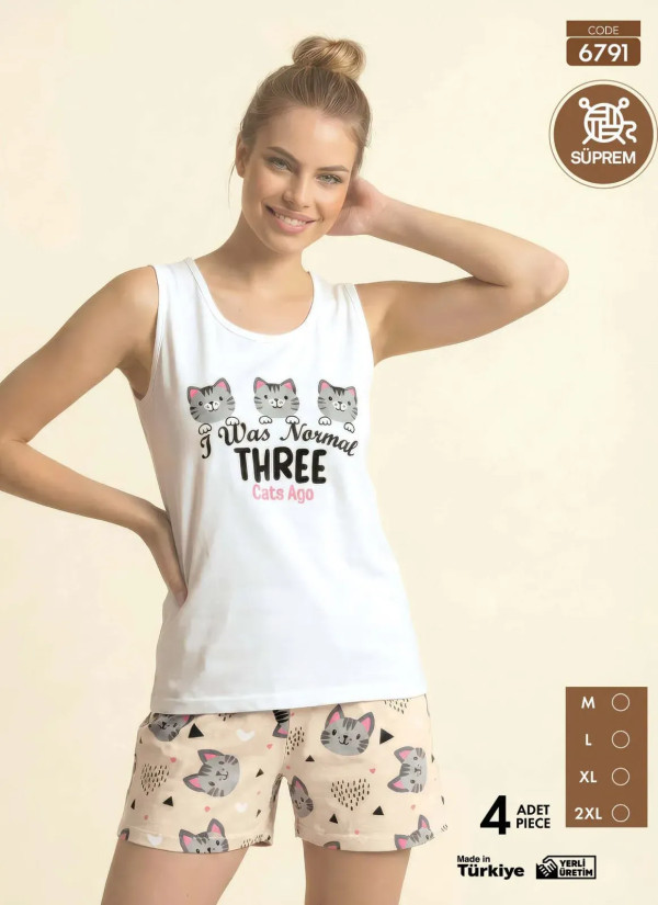 Pijamo 6791 Shorts Homewear Set (M+L+XL+2XL) — Turkish textile wholesale