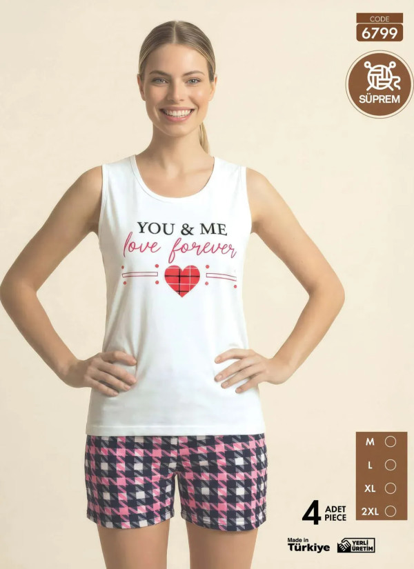 Pijamo 6799 Shorts Homewear Set (M+L+XL+2XL) — Turkish textile wholesale