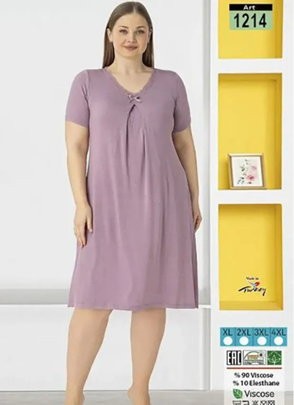 LAGERTHA 1214 Viscose Nightdress (XL+2XL+3XL+4XL) — Turkey wholesale collection