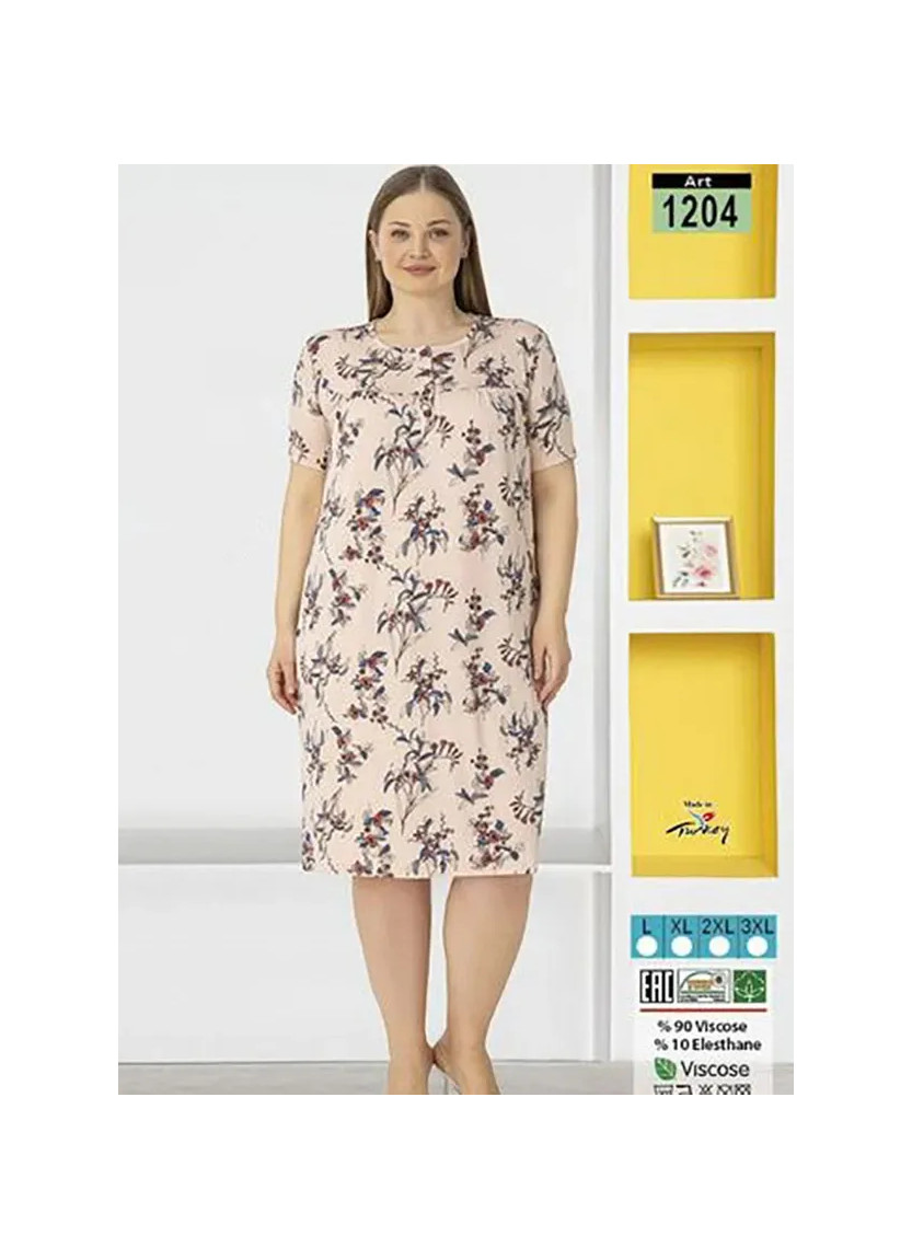 LAGERTHA 1204 Viscose Nightdress (L+XL+2XL+3XL) — Turkish factory wholesale