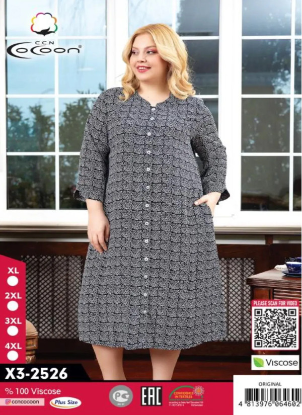 CCNX3-2526_ORI Viscose Women's Robe (XL+2XL+3XL+4XL) — wholesale for boutiques