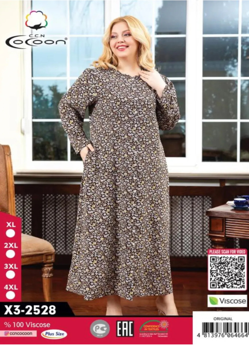 Женский Халат из Вискозы (XL+2XL+3XL+4XL) Cocoon CCNX3-2528_ORI — прямые поставки из Турции