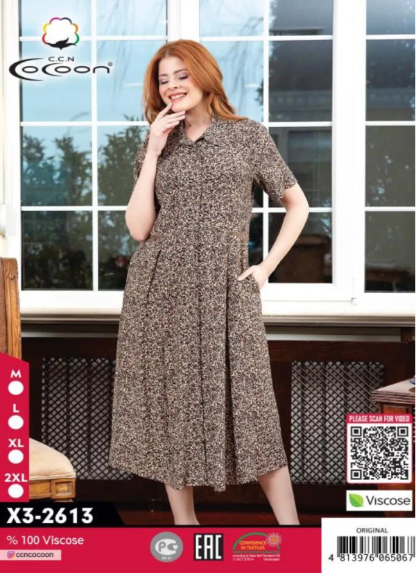 CCNX3-2613_ORI Viscose Women's Robe (M+L+XL+2XL) — Istanbul wholesale supplier