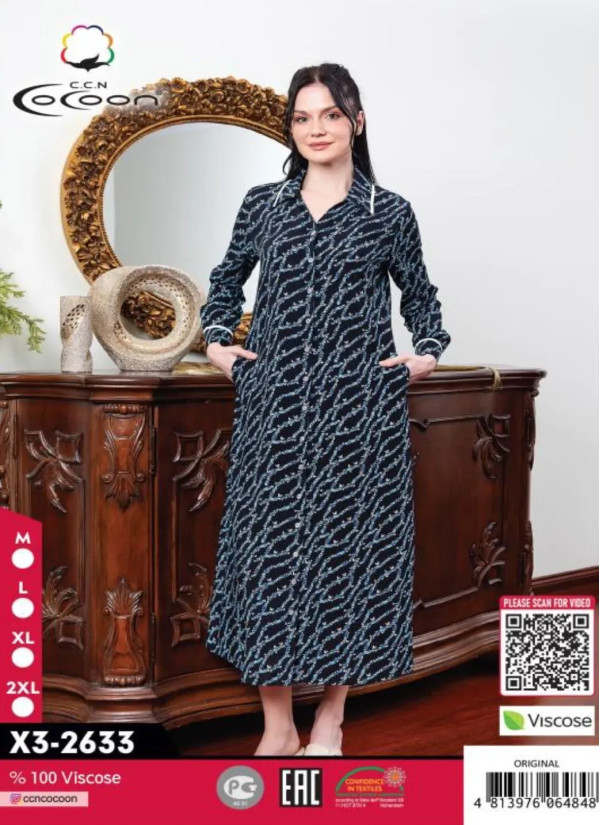 CCNX3-2633_ORI Viscose Women's Robe (M+L+XL+2XL) — wholesale for boutiques