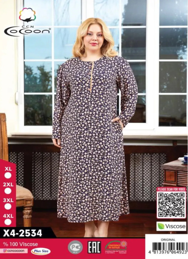 CCNX4-2534_ORI Viscose Dress (XL+2XL+3XL+4XL) — Turkish factory wholesale