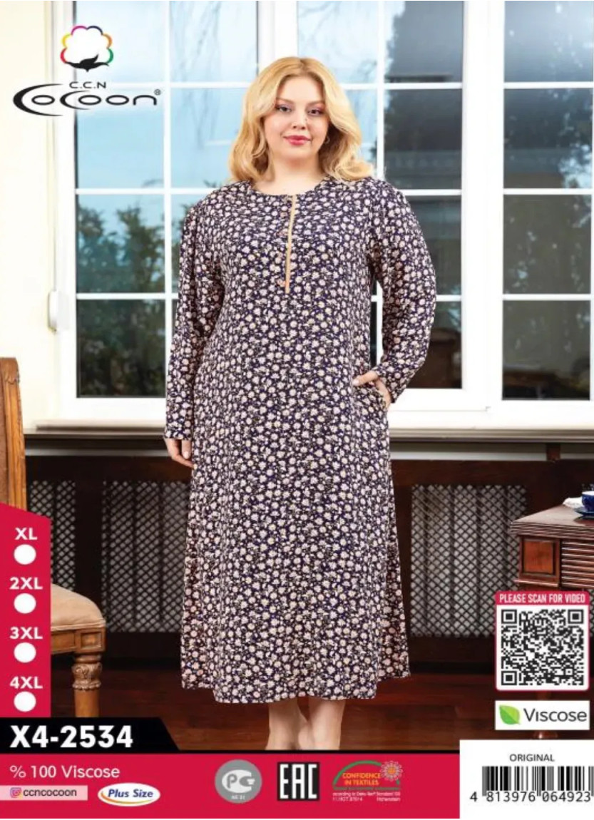 CCNX4-2534_ORI Viscose Dress (XL+2XL+3XL+4XL) — Turkish factory wholesale