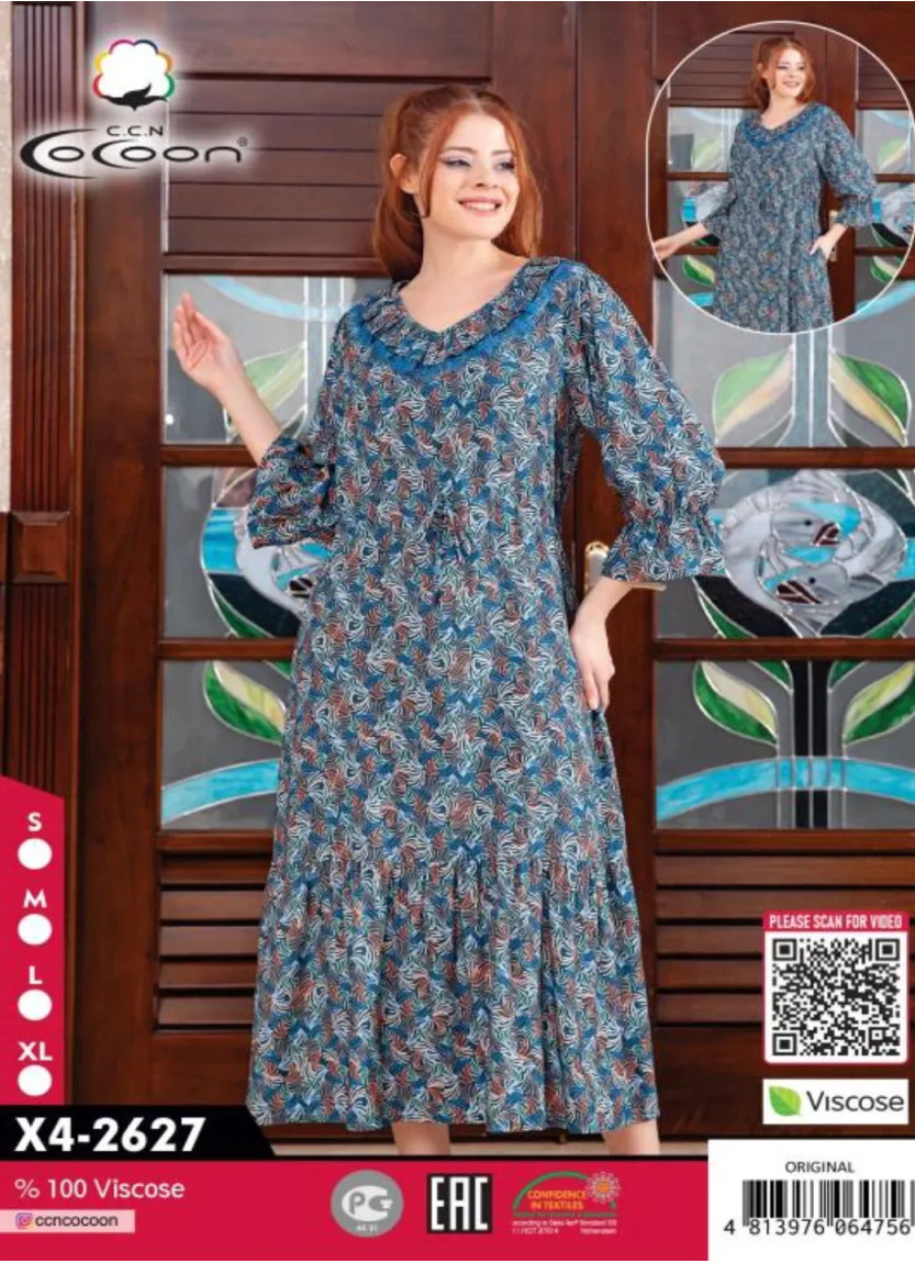 CCNX4-2627_ORI Viscose Dress (S+M+L+XL) — Turkish factory wholesale