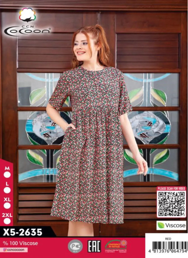 CCNX5-2635_RED Viscose Dress (M+L+XL+2XL) — Istanbul wholesale supplier