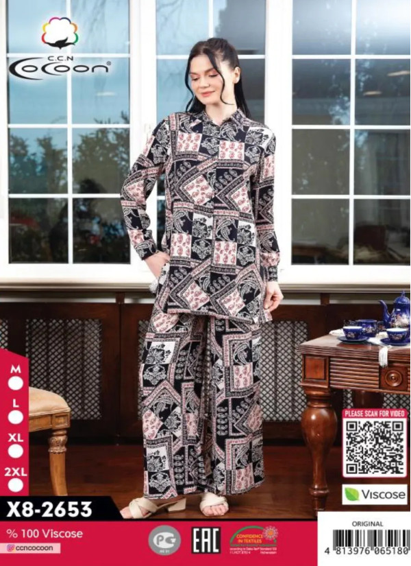 CCNX8-2653_ORI Viscose Pants Homewear Set (M+L+XL+2XL) — Istanbul wholesale supplier