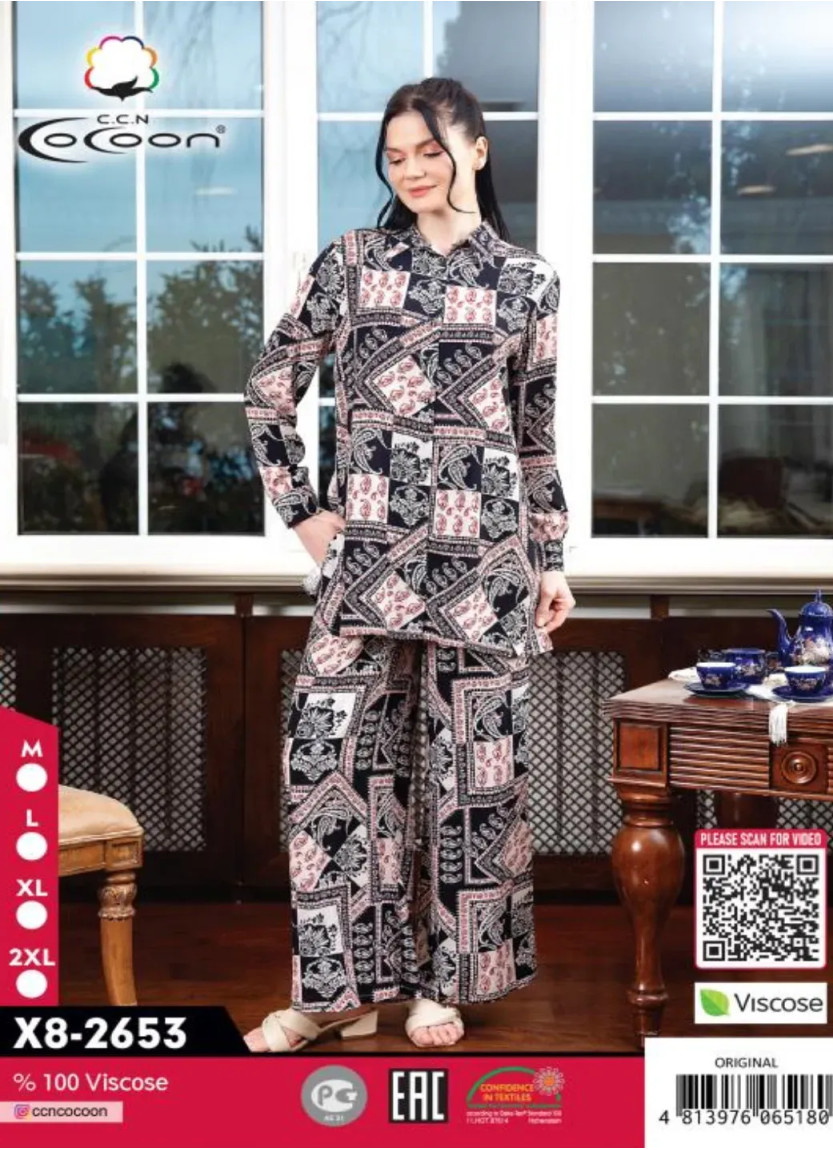 CCNX8-2653_ORI Viscose Pants Homewear Set (M+L+XL+2XL) — Istanbul wholesale supplier