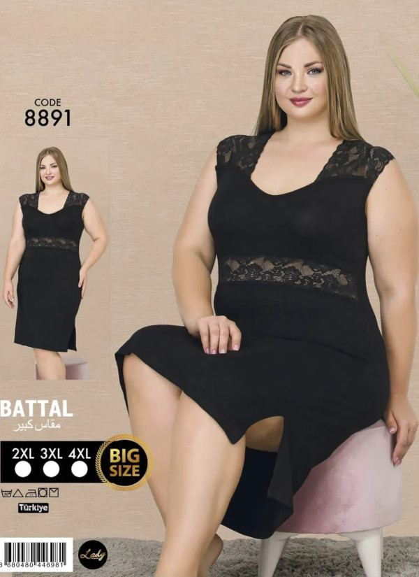 Lady 8891 Nightdress (2XL+3XL+4XL) — Turkish textile wholesale