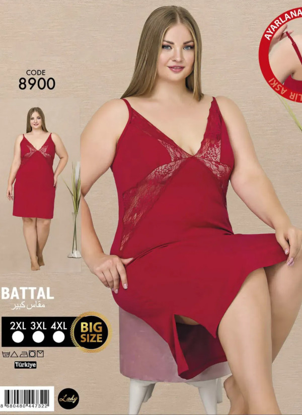 Lady 8900 Nightdress (2XL+3XL+4XL) — direct Turkish factory supply