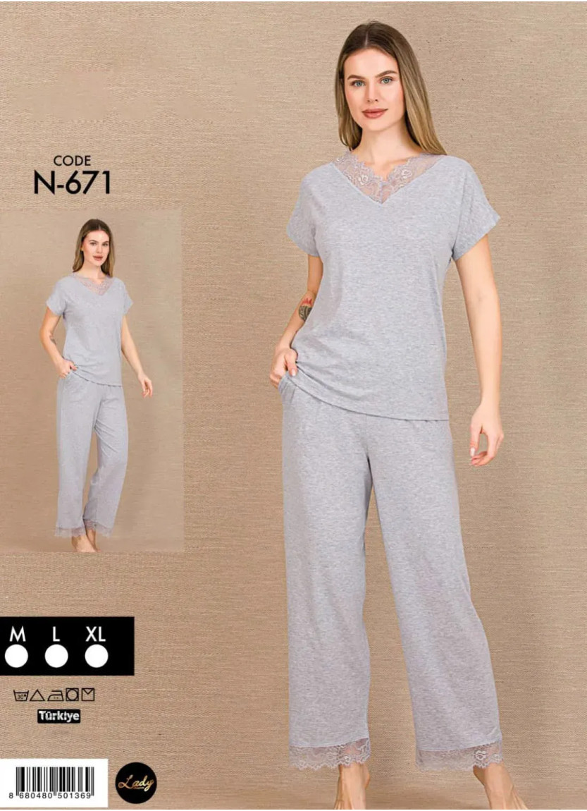 Женский Комплект с Брюками (M+L+XL) Lady N-671 Lady Ksa N-671 — турецкий текстиль оптом