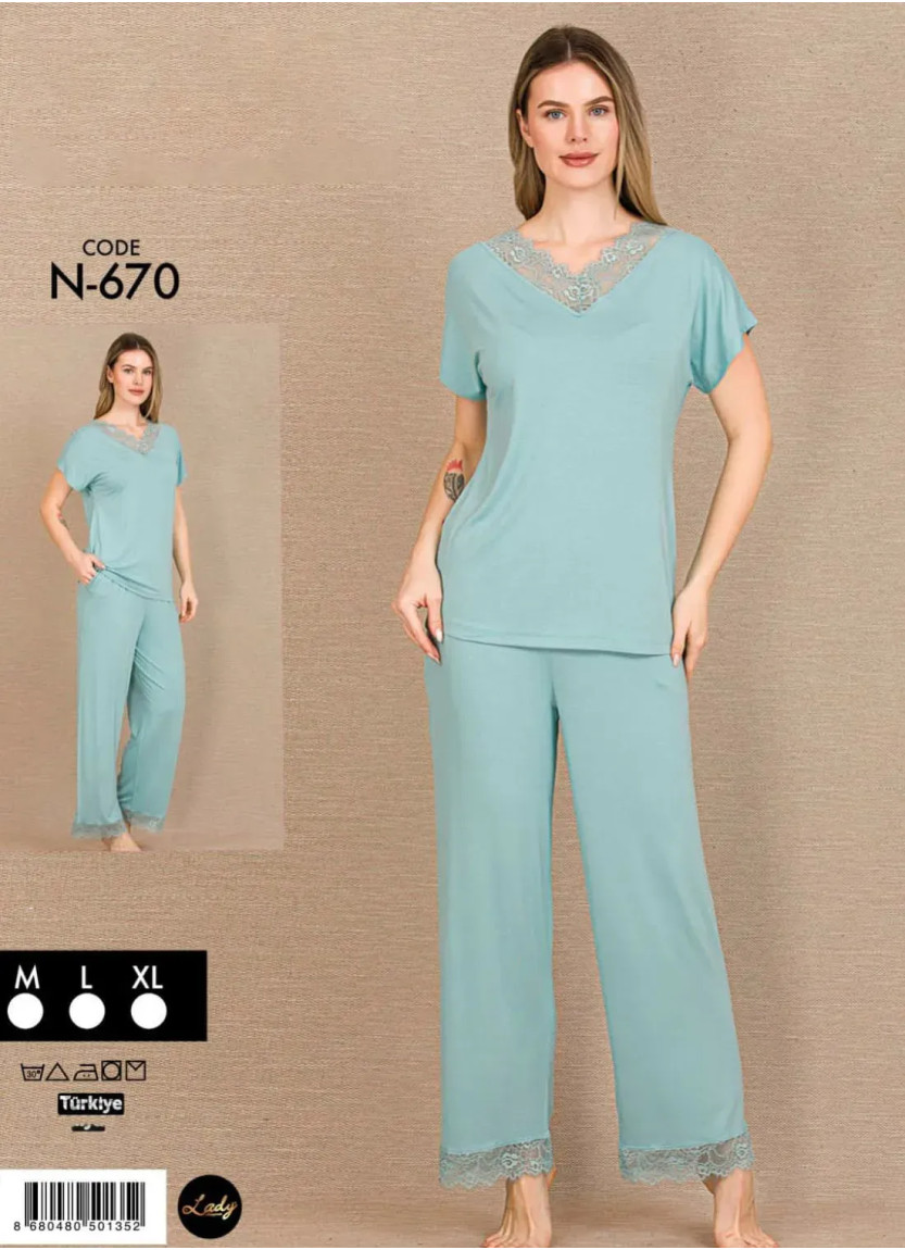 Lady Ksa N-670 Pants Homewear Set (M+L+XL) — direct Turkish factory supply