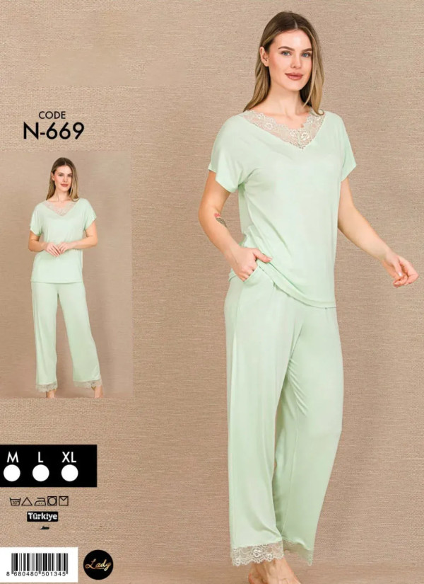Lady Ksa N-669 Pants Homewear Set (M+L+XL) — wholesale from Turkey