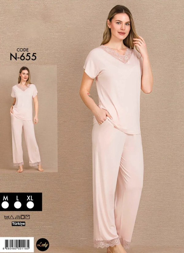 Lady Ksa N-655 Pants Homewear Set (M+L+XL) — wholesale from Turkey
