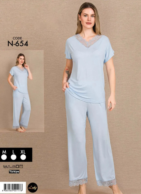 Lady Ksa N-654 Pants Homewear Set (M+L+XL) — factory-direct from Turkey