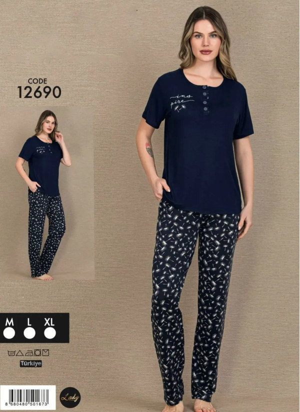 Lady Ksa 12690 Pants Homewear Set (M+L+XL) — factory-direct from Turkey