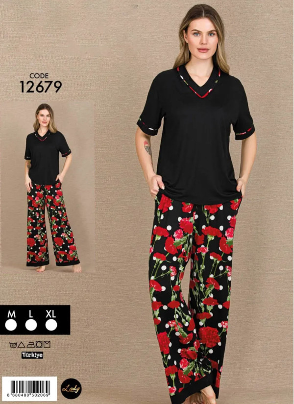 Lady Ksa 12679 Pants Homewear Set (M+L+XL) — Turkish textile wholesale 2
