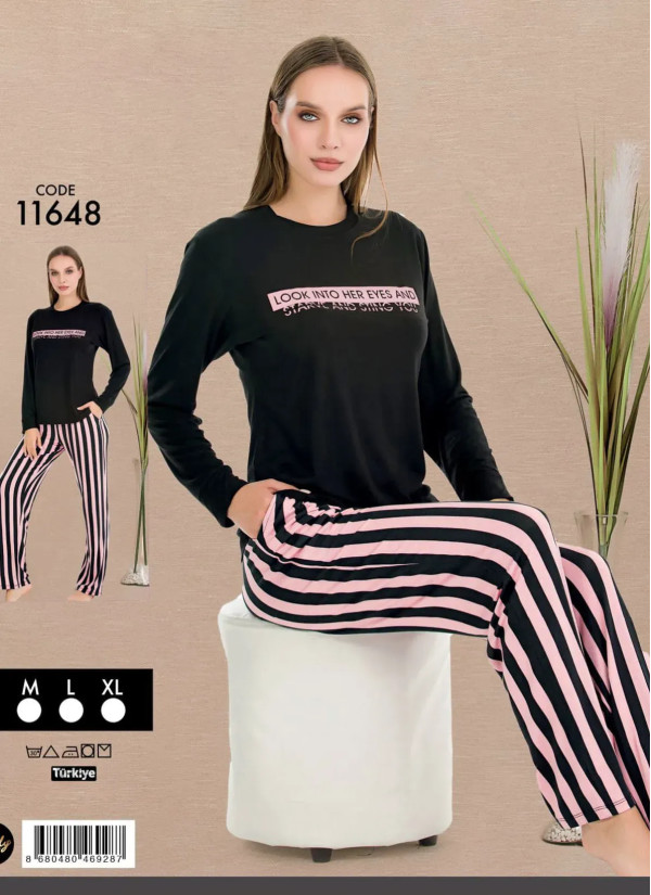 Lady 11648 Pants Homewear Set (M+L+XL) — Turkish factory wholesale