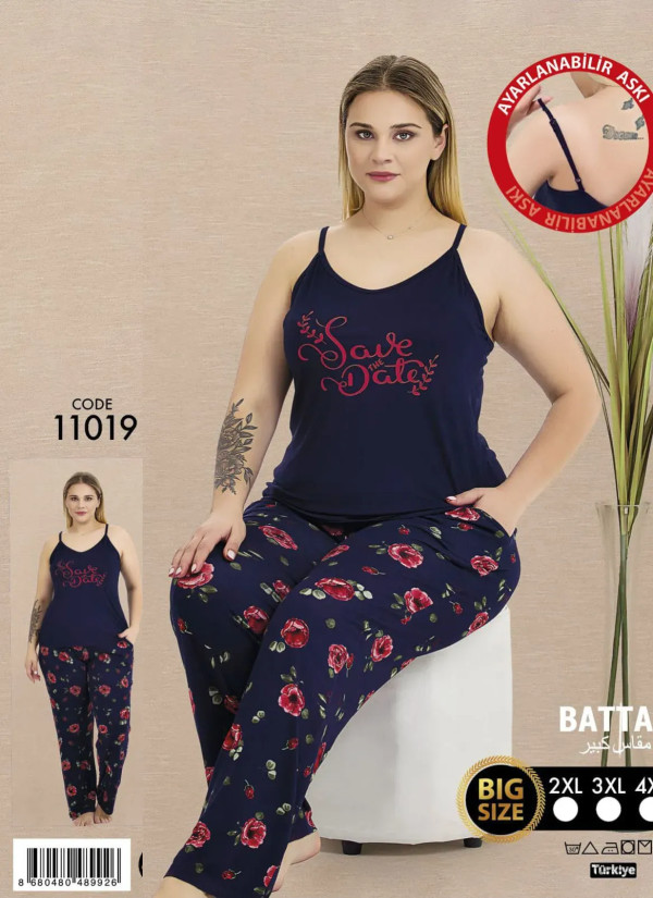 Lady BTL Ksa 11019 Pants Homewear Set (2XL+3XL+4XL) — Turkish factory wholesale