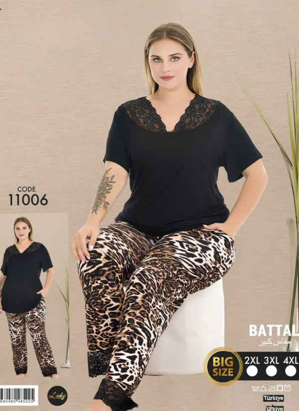 Lady BTL Ksa 11006 Pants Homewear Set (2XL+3XL+4XL) — Turkish factory wholesale