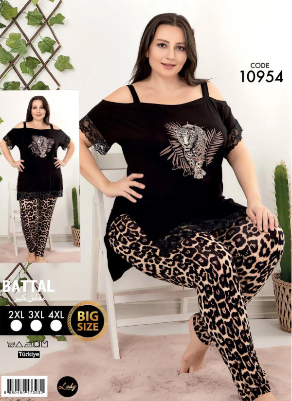 Lady BTL Ksa 10954 Pants Homewear Set (2XL+3XL+4XL) — Turkish factory wholesale