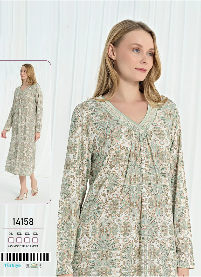 Caroline 14158 Viscose Nightdress (XL+2XL+3XL+4XL) — Turkish factory wholesale