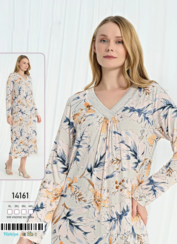 Caroline 14161 Viscose Nightdress (XL+2XL+3XL+4XL) — Istanbul wholesale supplier
