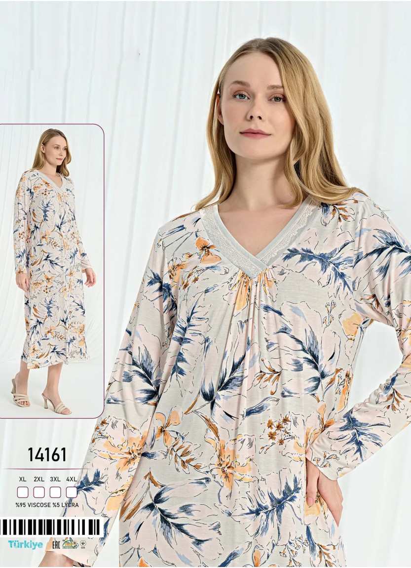 Caroline 14161 Viscose Nightdress (XL+2XL+3XL+4XL) — Istanbul wholesale supplier