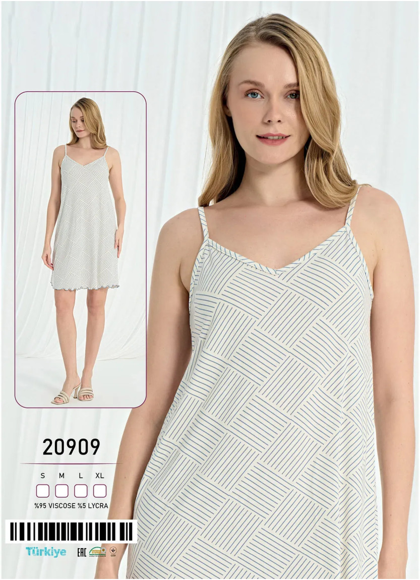 Caroline 20909 Viscose Nightdress (S+M+L+XL) — Turkish factory wholesale