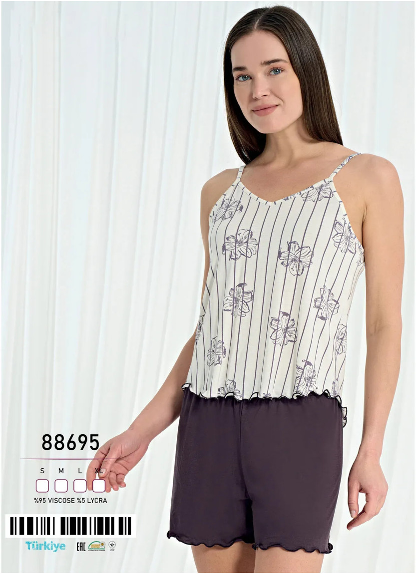 Caroline 88695 Viscose Shorts Homewear Set (S+M+L+XL) — Turkey wholesale collection