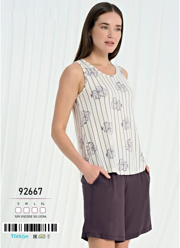 Женский Комплект с Шортами Вискоза (S+M+L+XL) Caroline 92667 — купить оптом со Стамбула