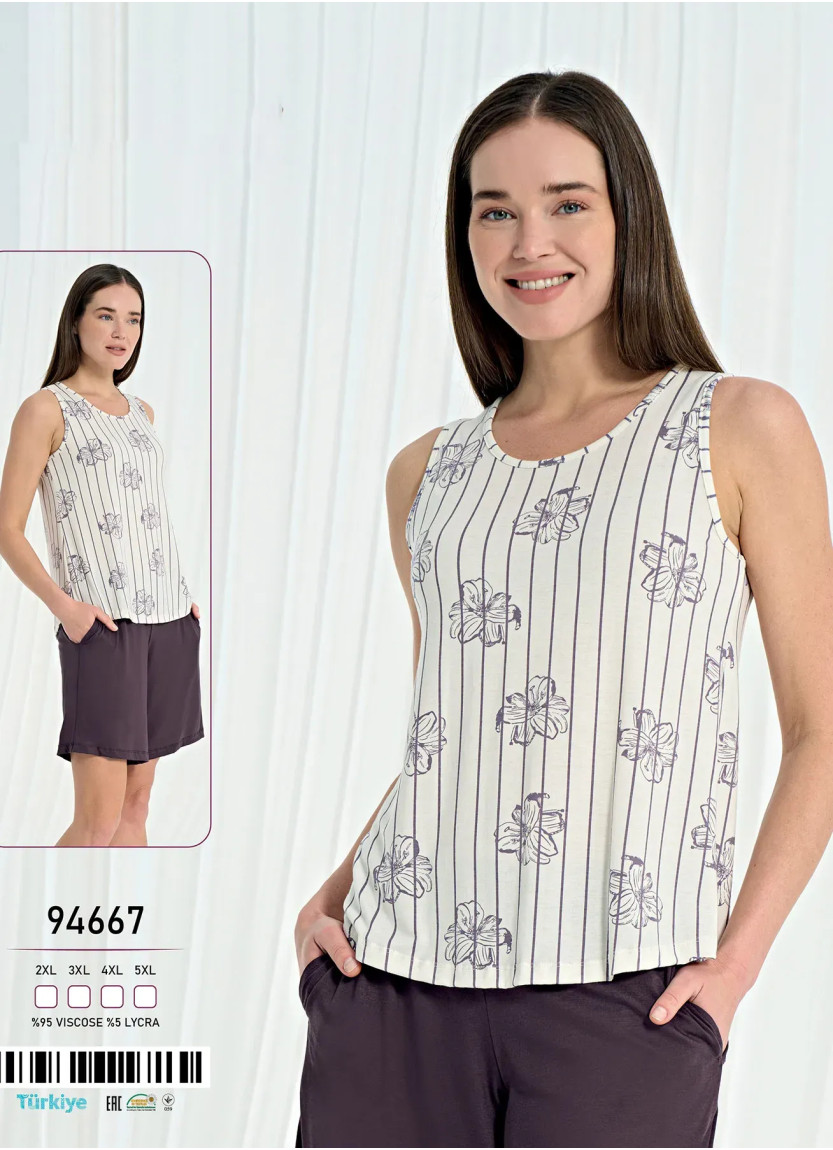 Caroline 94667 Viscose Shorts Homewear Set (2XL+3XL+4XL+5XL) — Turkey wholesale collection