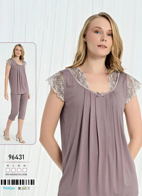 Caroline 96431 Viscose Capri Homewear Set (M+L+XL+XL) — Turkish factory wholesale