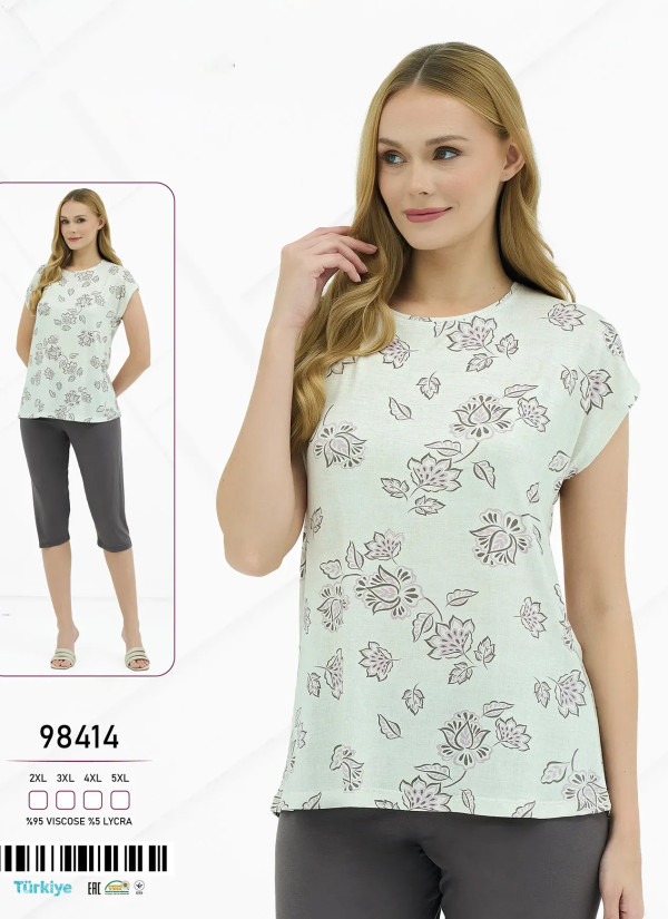 Женский Комплект с Капри Вискоза (2XL+3XL+4XL+5XL) Caroline 98414 — купить оптом со Стамбула