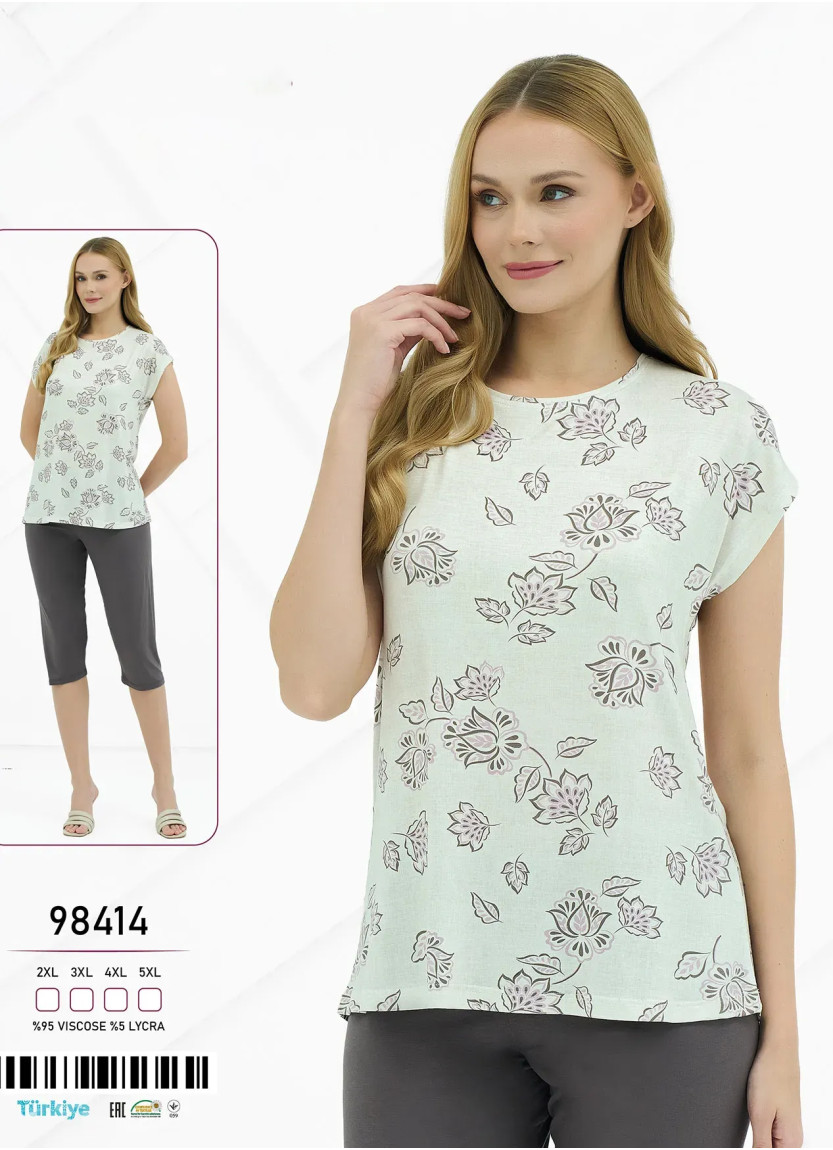 Caroline 98414 Viscose Capri Homewear Set (2XL+3XL+4XL+5XL) — Istanbul wholesale supplier