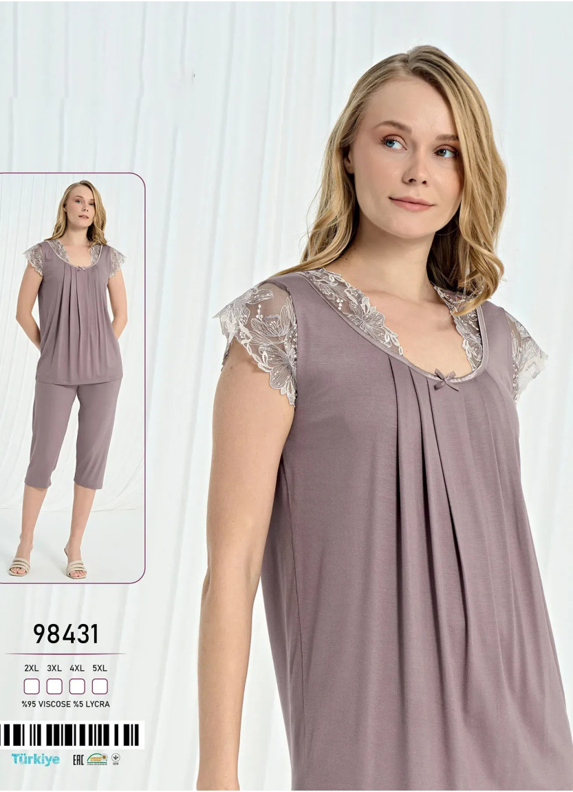 Caroline 98431 Оптом Турция Фабрика Женский Комплект с Капри Вискоза (2XL+3XL+4XL+5XL) Caroline 98431 Купить Оптом с Турции