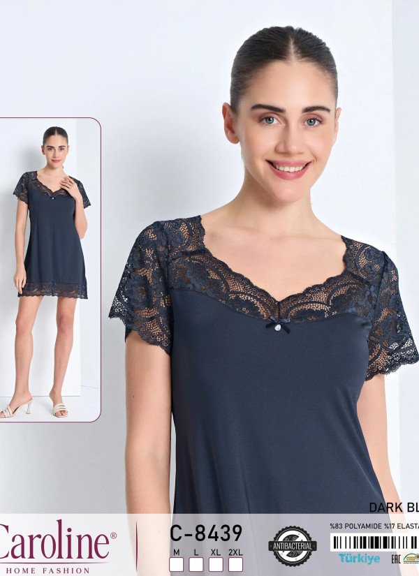Caroline C-8439 Оптом Турция Фабрика Ночная Сорочка NIGHTGOWNS (M+L+XL+2XL) Caroline C-8439 Купить Оптом с Турции