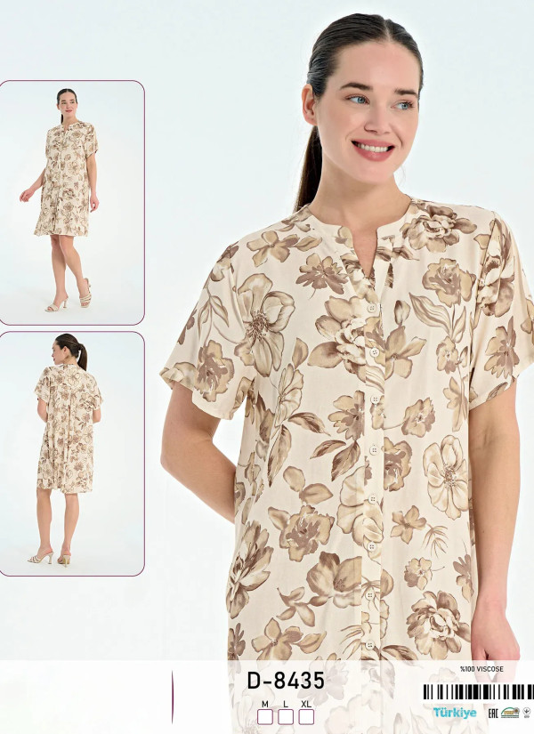 Ткника на Пуговицах Вискоза (M+L+XL) Caroline D-8435 — купить оптом со Стамбула