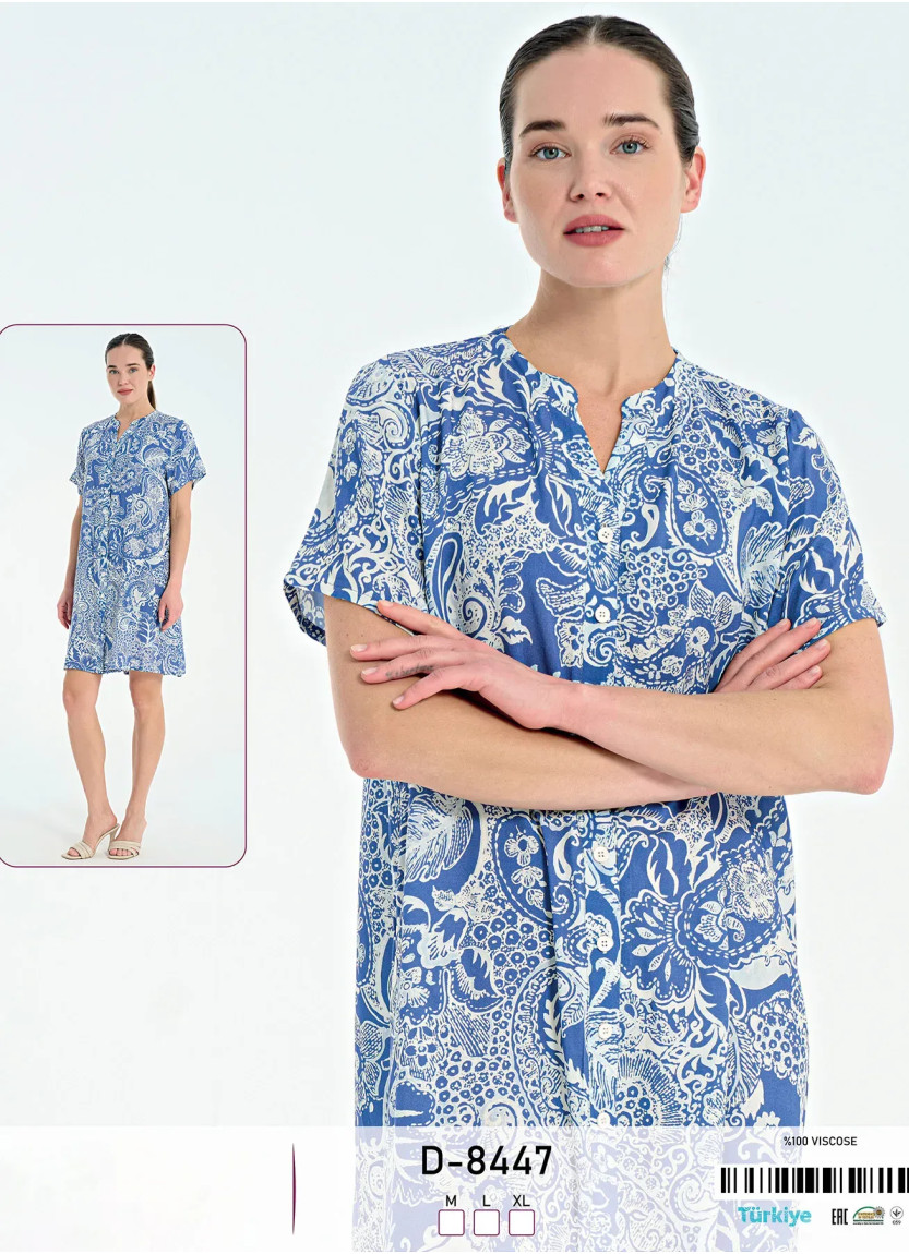 Ткника на Пуговицах Вискоза (M+L+XL) Caroline D-8447 — купить оптом со Стамбула