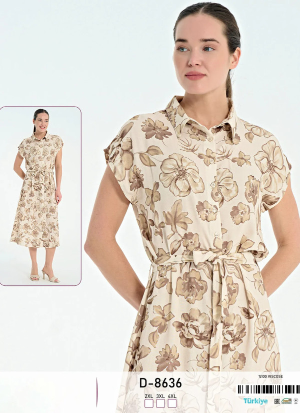 Caroline D-8636 Viscose Dress (2XL+3XL+4XL) — Turkey wholesale collection