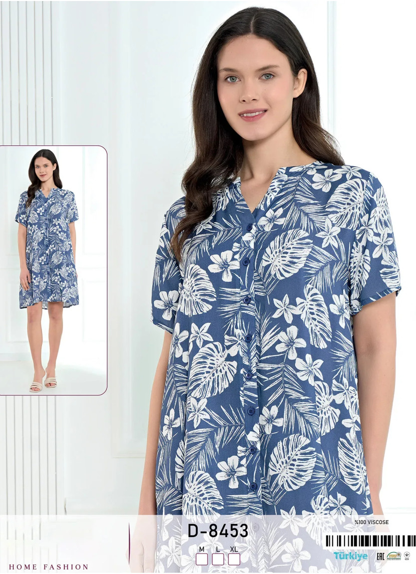 Ткника на Пуговицах Вискоза (M+L+XL) Caroline D-8453 — оптом от турецкой фабрики