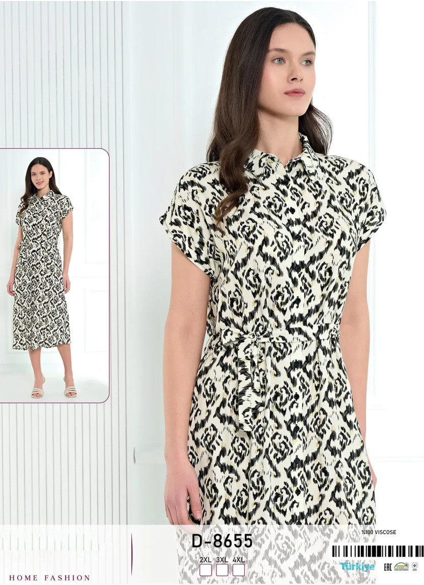 Платье на Пуговицах Вискоза (2XL+3XL+4XL) Caroline D-8655 — купить оптом со Стамбула