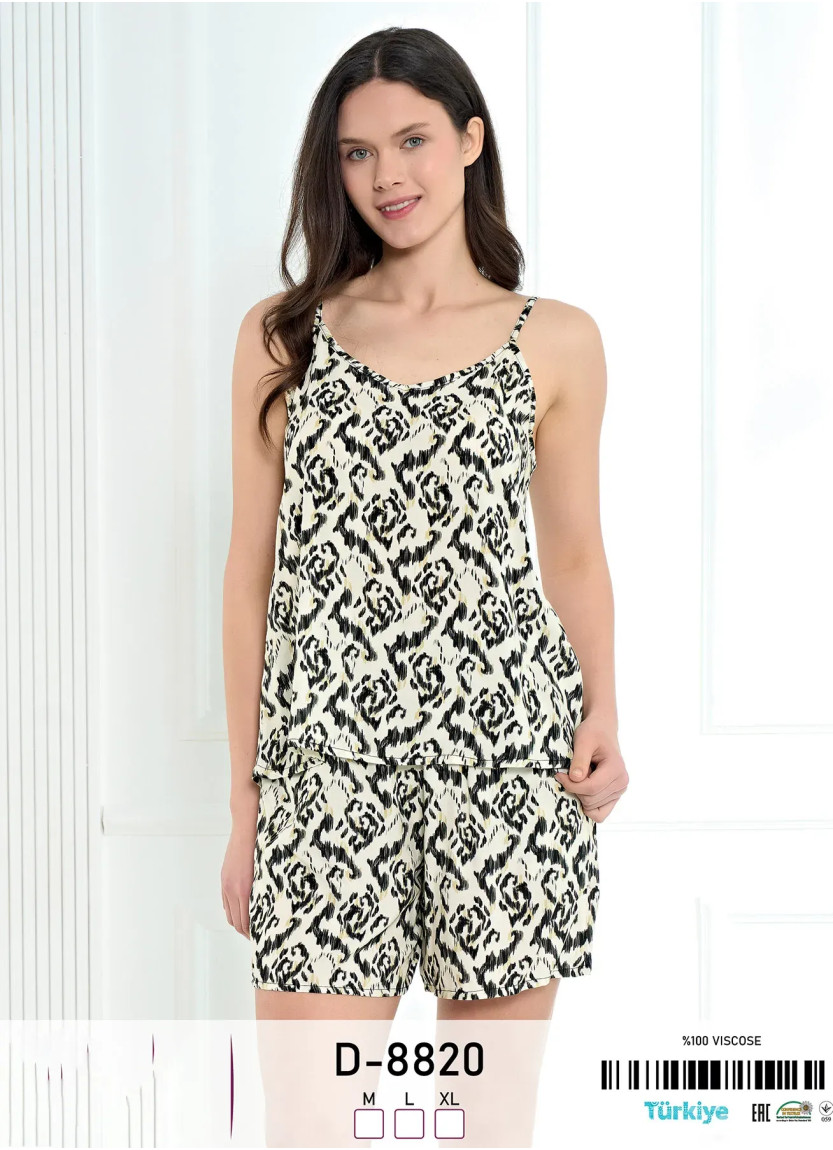 Caroline D-8820 Viscose Shorts Homewear Set (M+L+XL) — Turkish factory wholesale