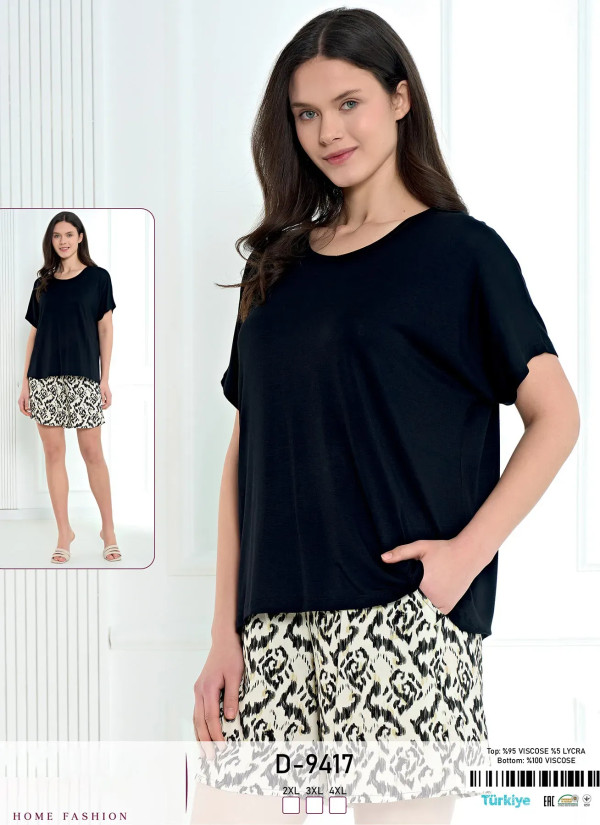 Caroline D-9417 Viscose Shorts Homewear Set (2XL+3XL+4XL) — Turkey wholesale collection