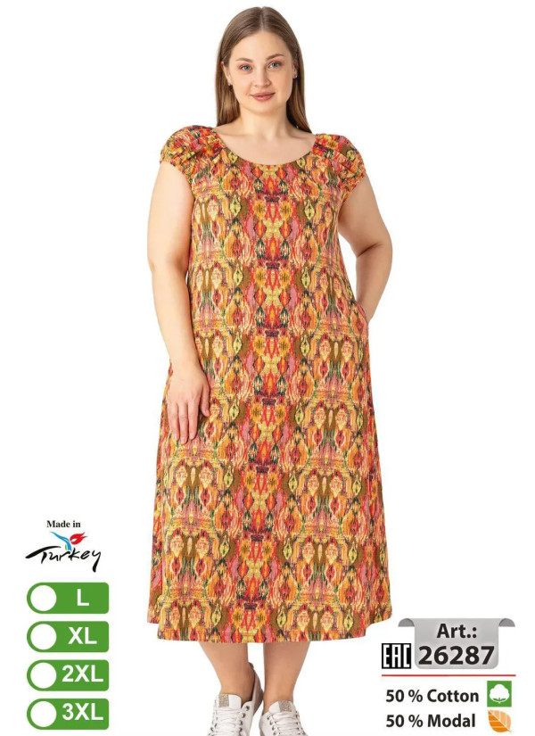 intensive 26287 Modal Dress (L+XL+2XL+3XL) — Turkish factory wholesale