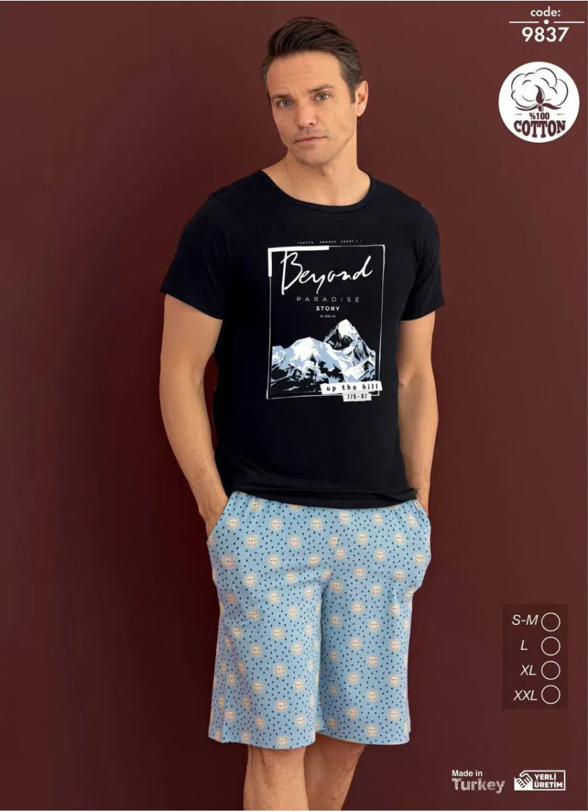 Мужской Комплект с Шортами из Хлопка (SM+L+XL+2XL) Seamlife 9837 — оптом от турецкой фабрики