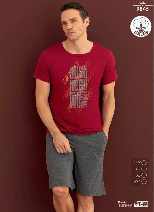 Мужской Комплект с Шортами из Хлопка (SM+L+XL+2XL) Seamlife 9845 — прямые поставки из Турции