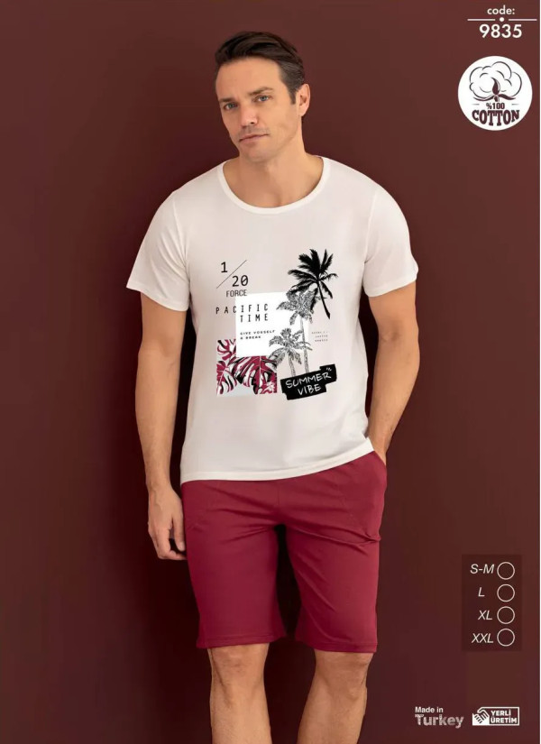 Мужской Комплект с Шортами из Хлопка (SM+L+XL+2XL) Seamlife 9835 — прямые поставки из Турции